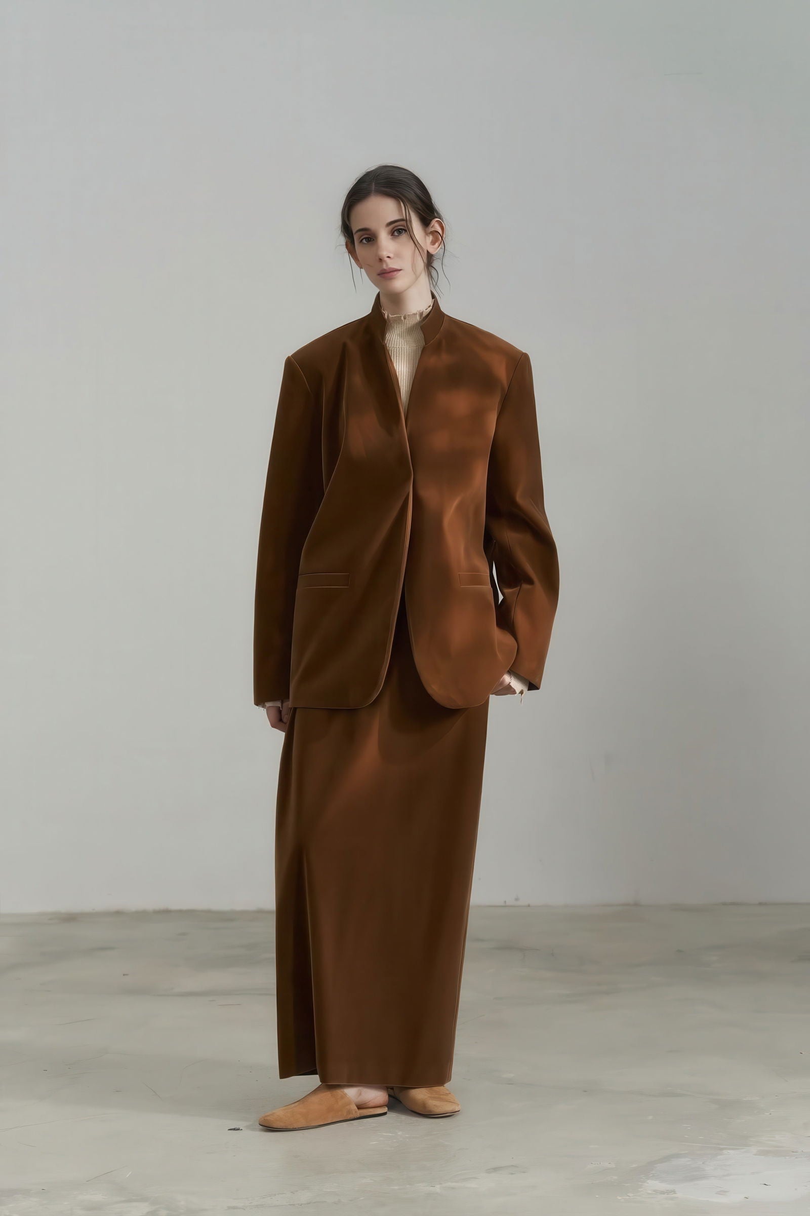 Vintage Velvet High-Waist Flowy A-line Long Skirt - 4inme 