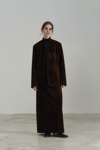 Vintage Velvet High-Waist Flowy A-line Long Skirt - 4inme 