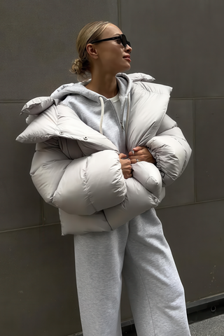Winter Women's Short Puffer Jacket with Hood - 4inme 