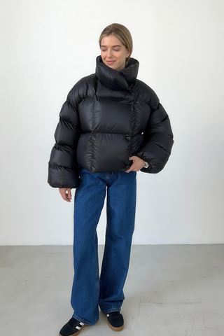 Winter Women's Short Puffer Jacket with Hood - 4inme 