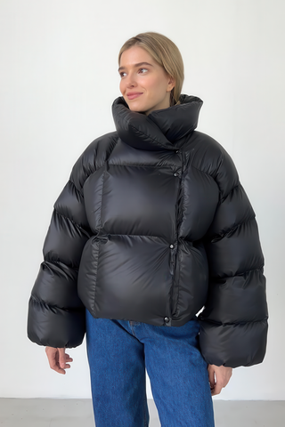 Winter Women's Short Puffer Jacket with Hood - 4inme 