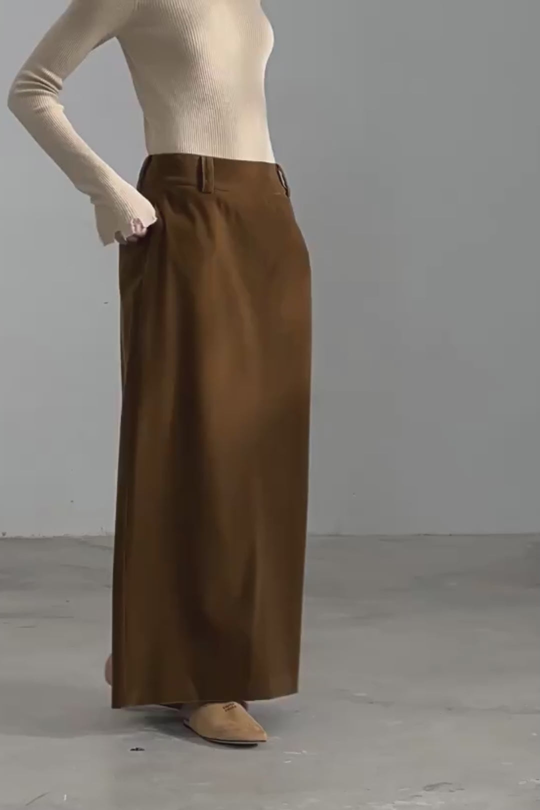 Vintage Velvet High-Waist Flowy A-line Long Skirt